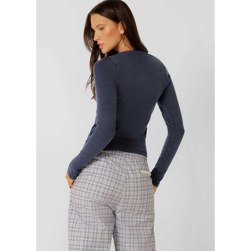 Lorna Jane Original Sport Washed Rib Long Sleeve Top Midnight Blue image number 1
